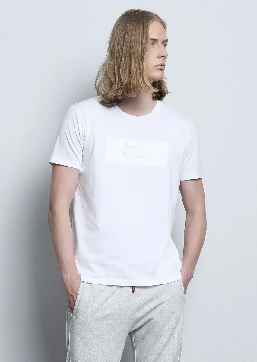 White Printed 100% Cotton T-Shirt - 2