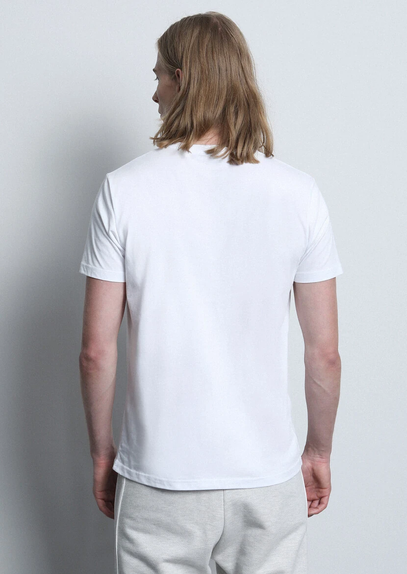White Printed 100% Cotton T-Shirt - 5