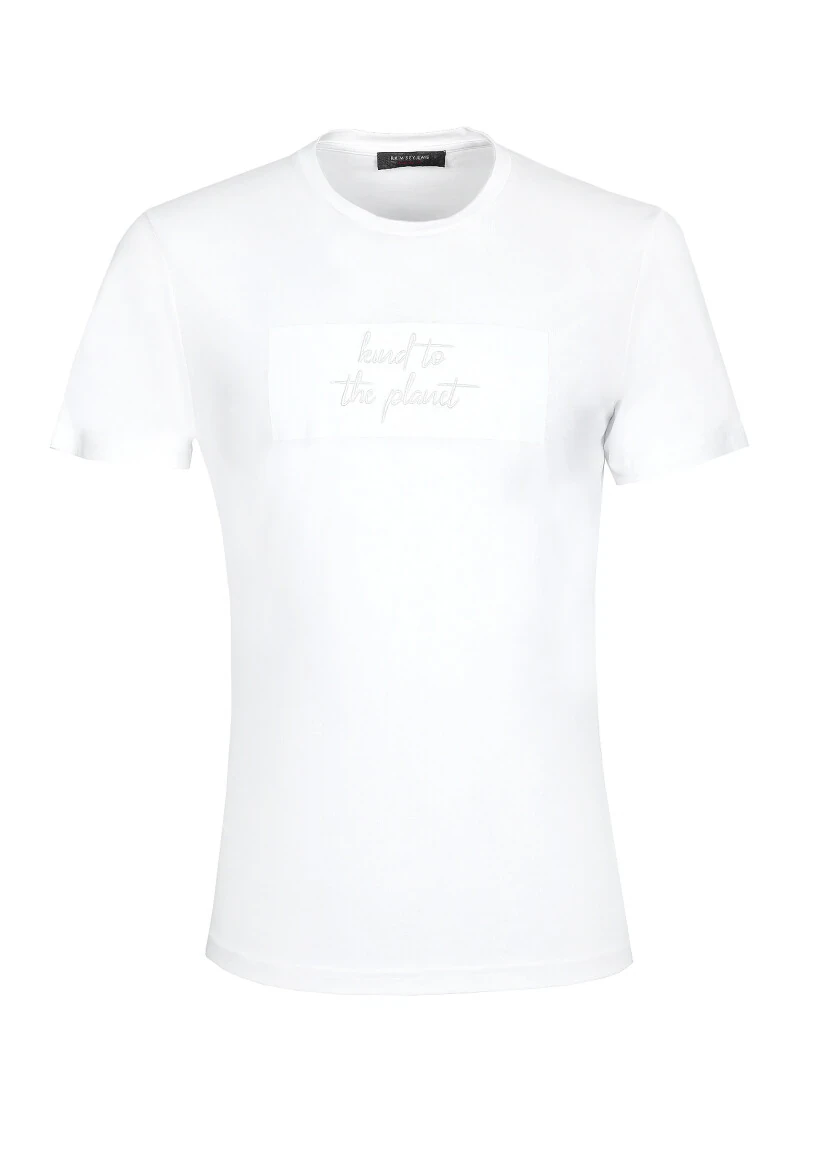 White Printed 100% Cotton T-Shirt - 6