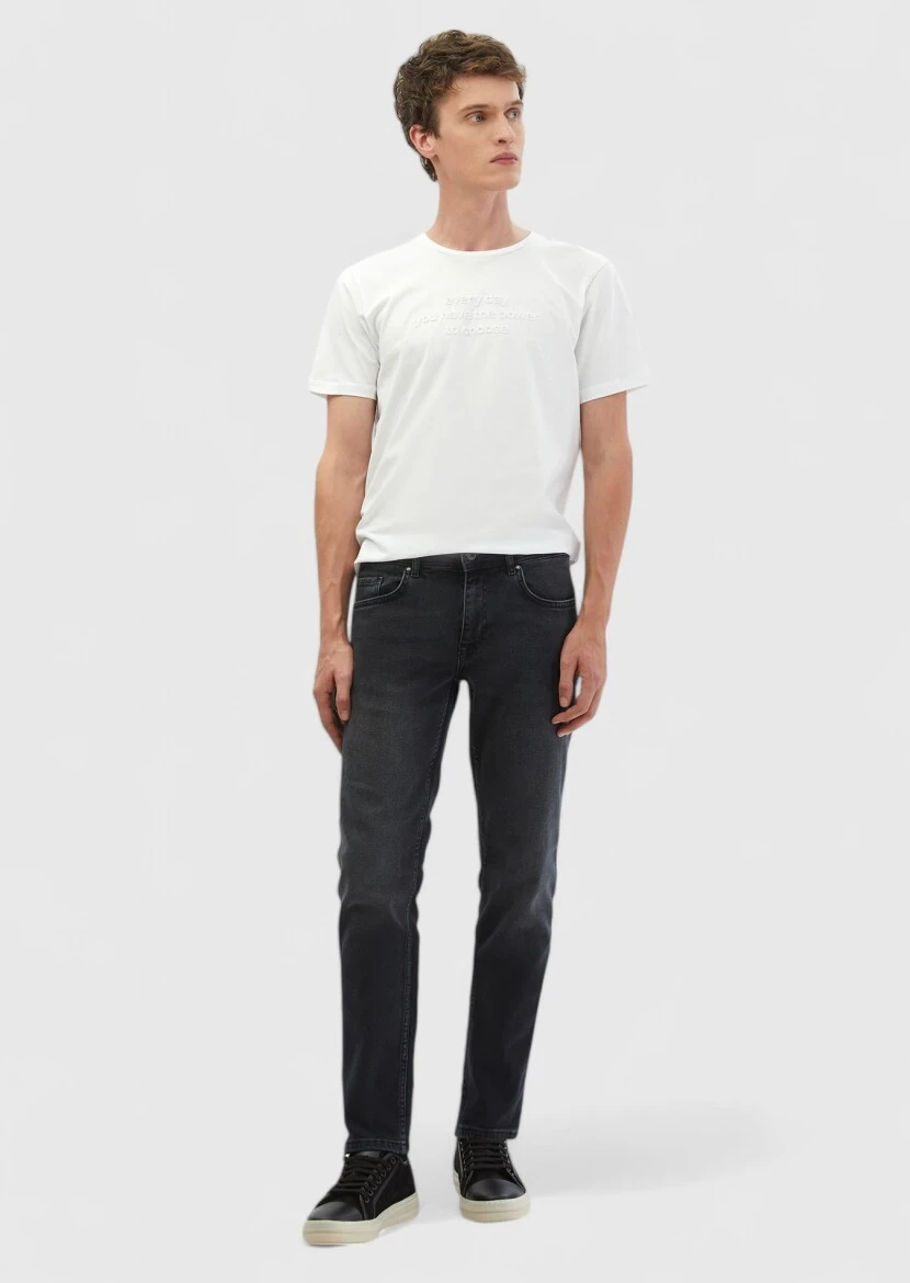 White Printed Crew Neck 100% Cotton T-Shirt - RAMSEY