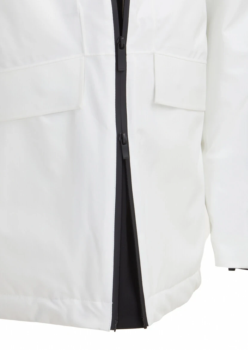 White Regular Fit Hooded Casual Weaving Coat - 4