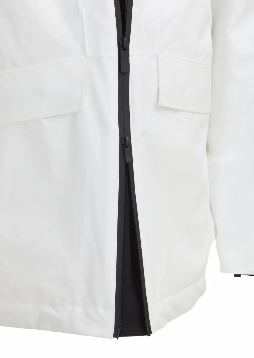 White Regular Fit Hooded Casual Weaving Coat - 4