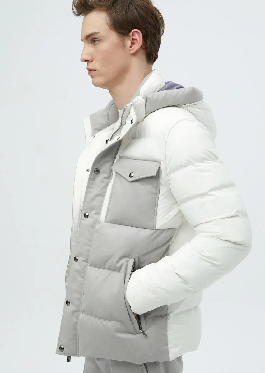 White Regular Fit Hooded Casual Weaving Coat - 5