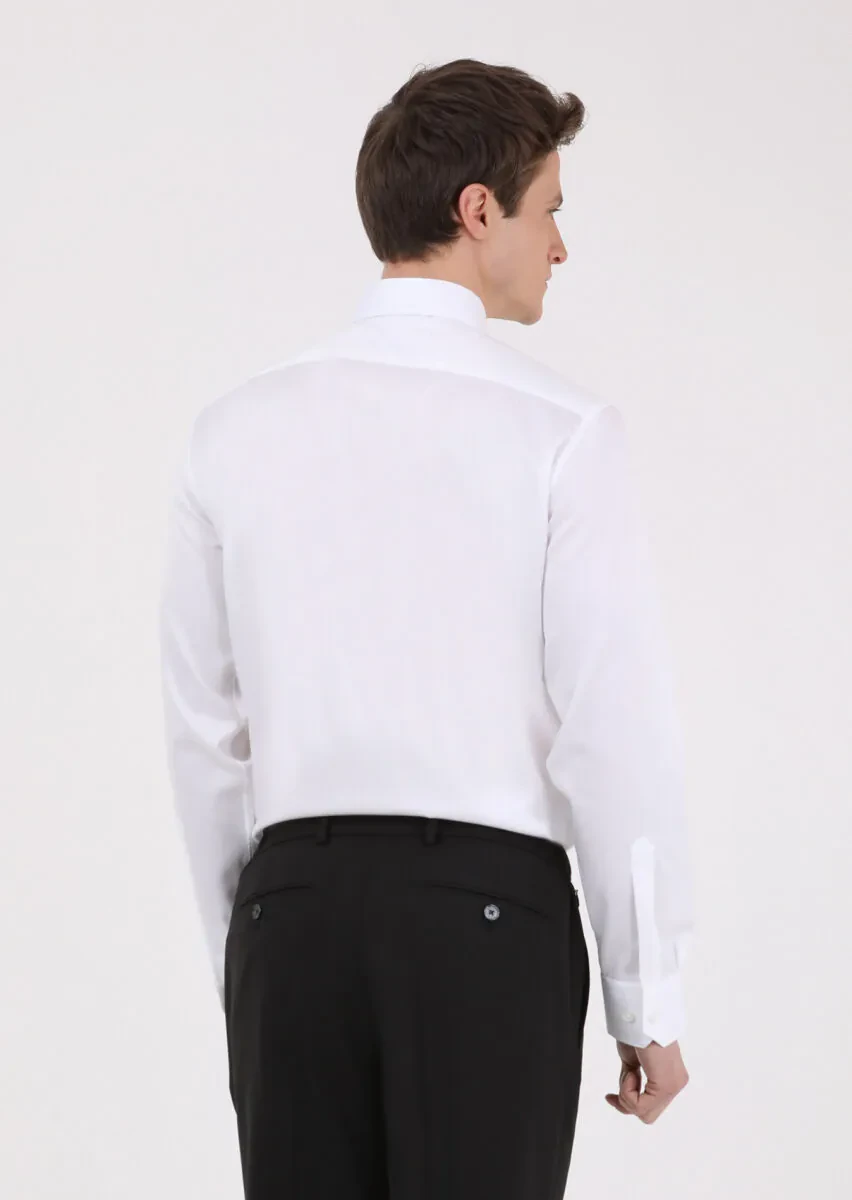 White Regular Fit Non Iron Weaving Classical 100% Cotton Shirt - 5