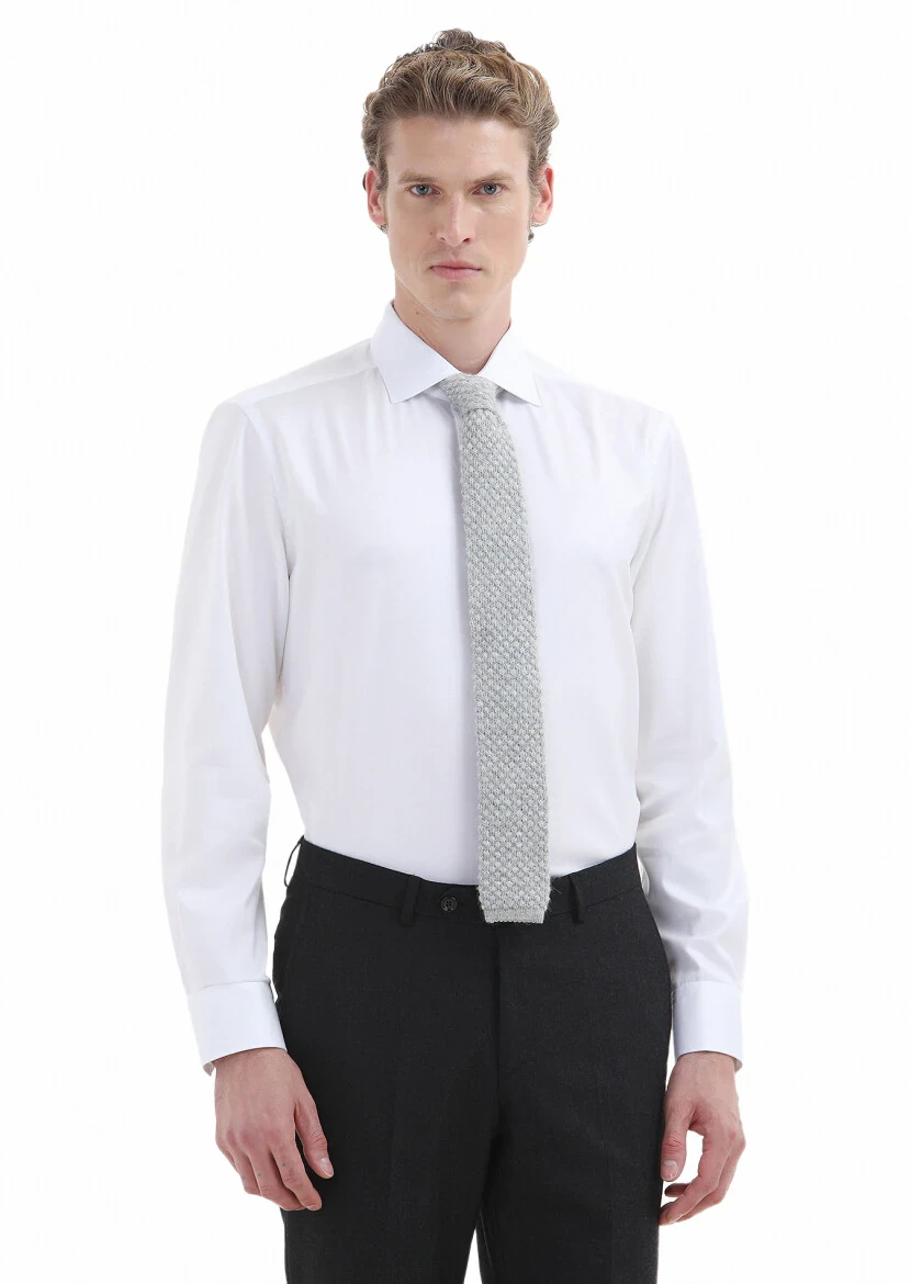 White Regular Fit Non Iron Weaving Classical 100% Cotton Shirt - RAMSEY