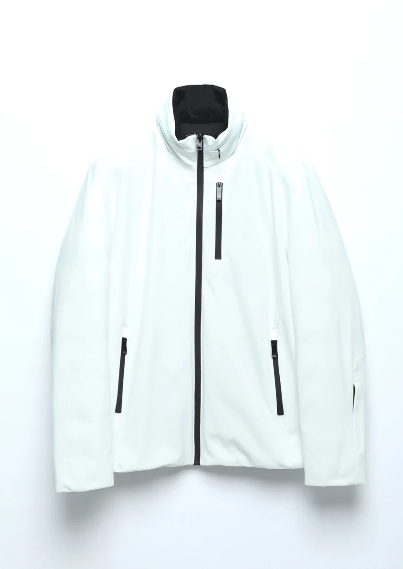 White Regular Fit Turtleneck Casual Weaving Double-Sided Coat - 10