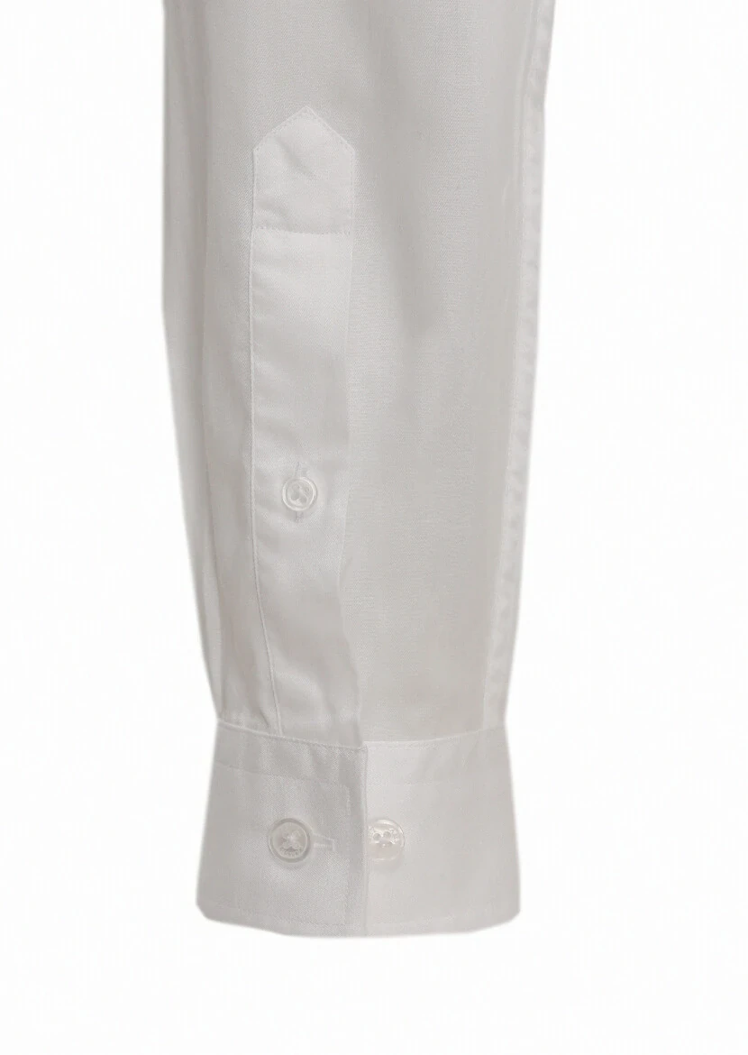 White Regular Fit Weaving Casual Cotton Blended Shirt - 4