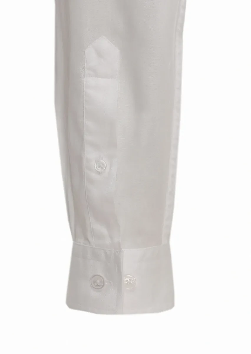 White Regular Fit Weaving Casual Cotton Blended Shirt - 4