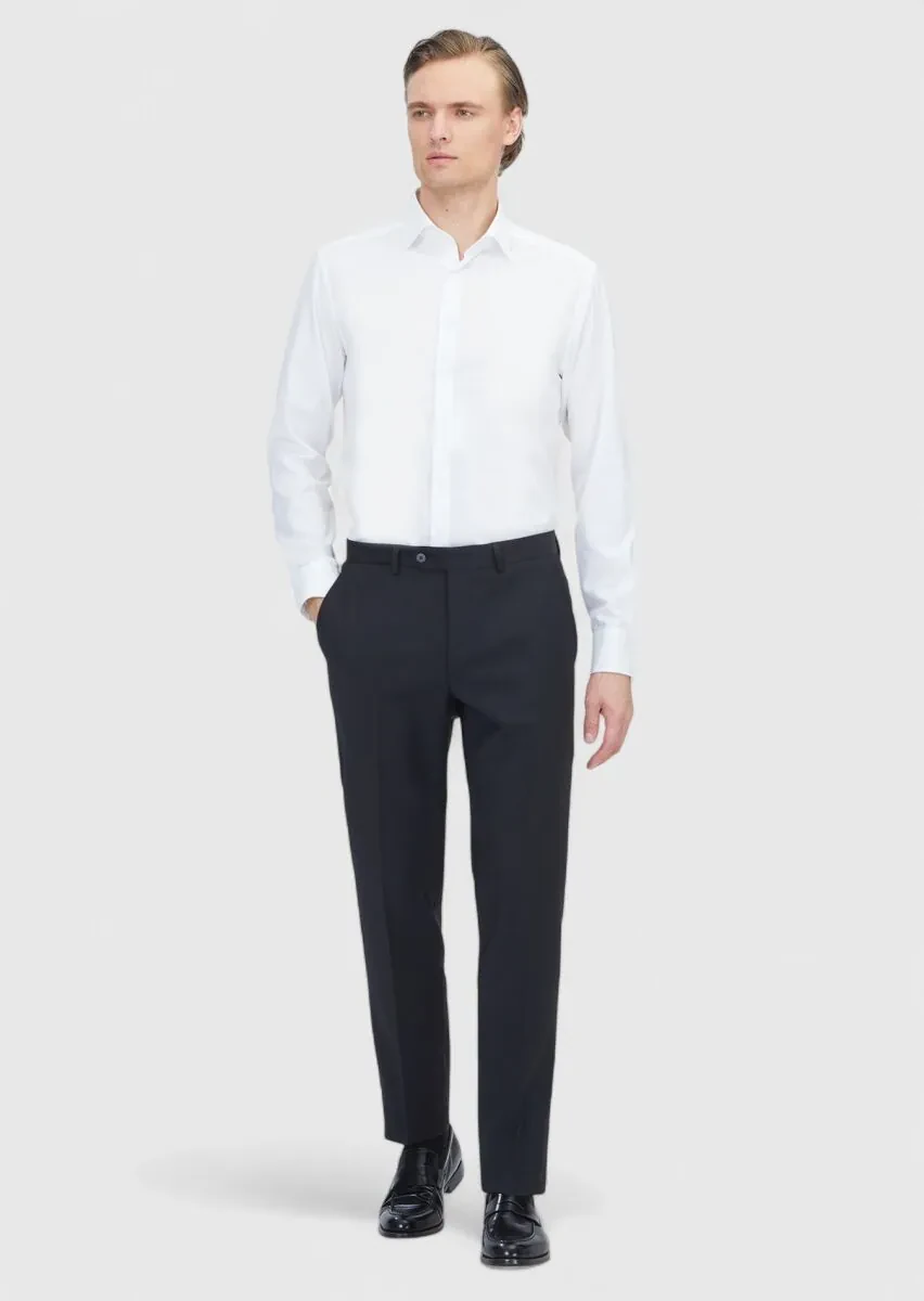 White Regular Fit Weaving Classical 100% Cotton Shirt - 2