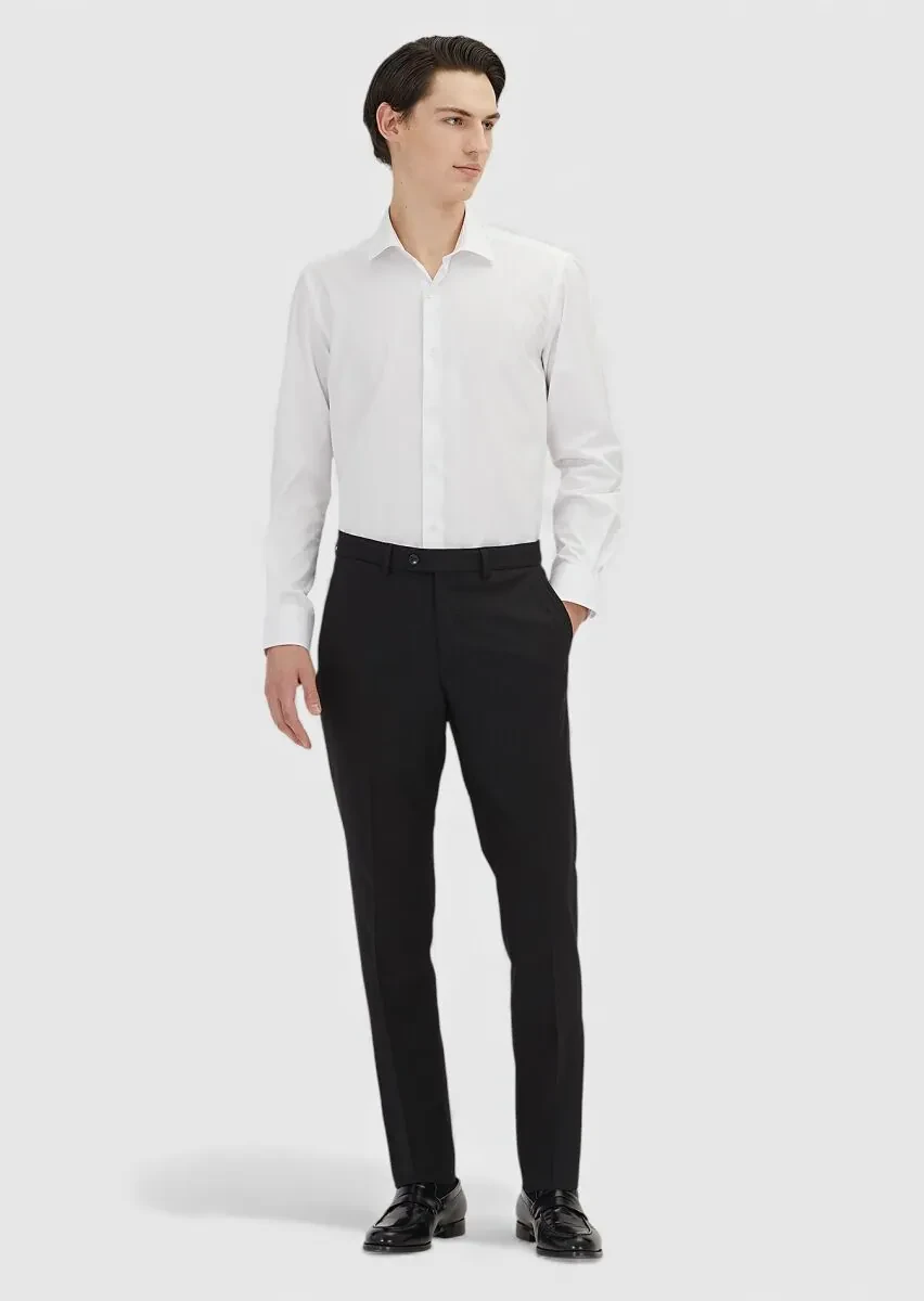 White Regular Fit Weaving Classical 100% Cotton Shirt - 2