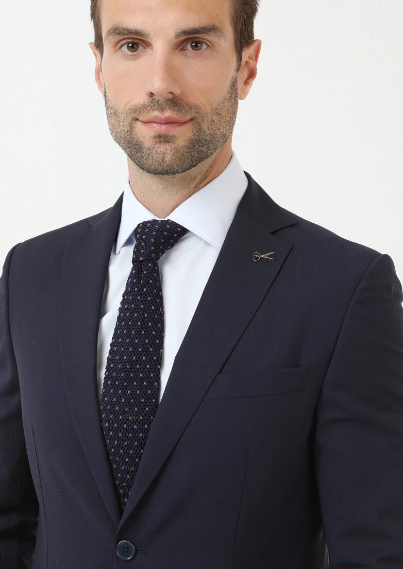 White Slim Fit Weaving Classical Cotton Blended Shirt - 4