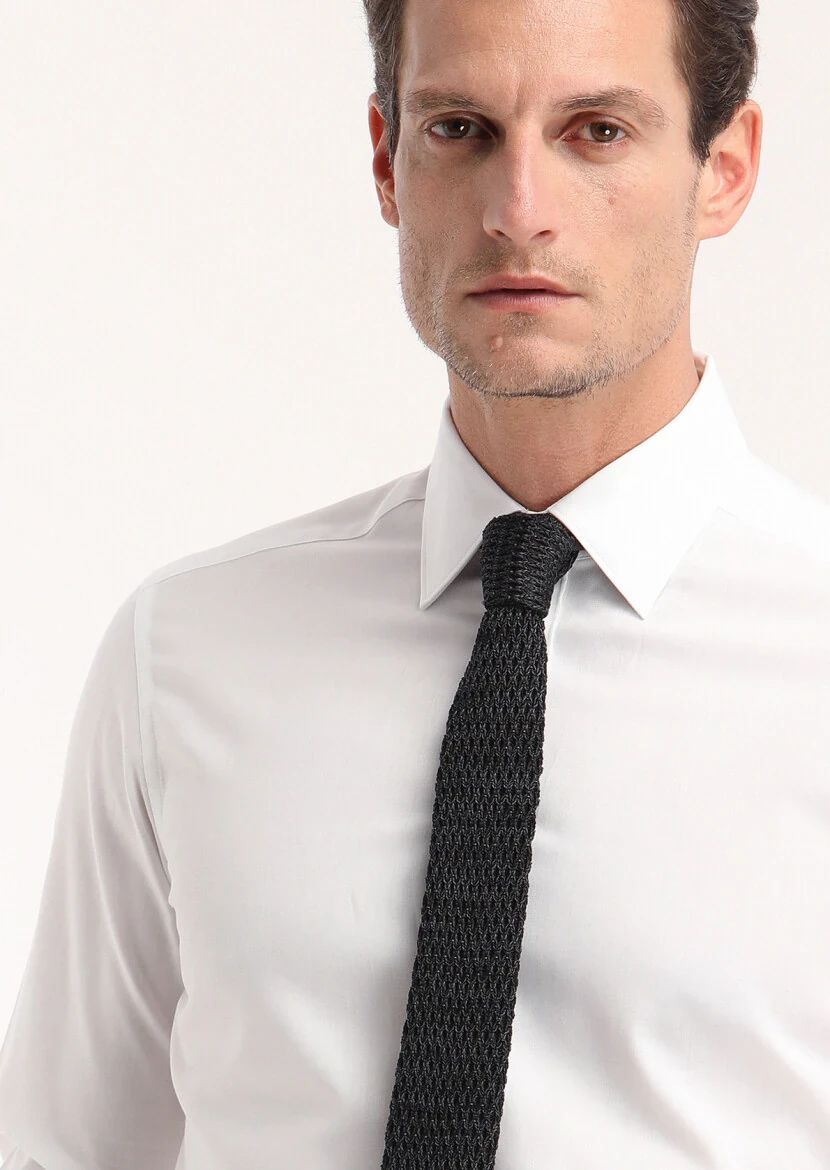 White Striped Regular Fit Weaving Classical 100% Cotton Shirt - 3