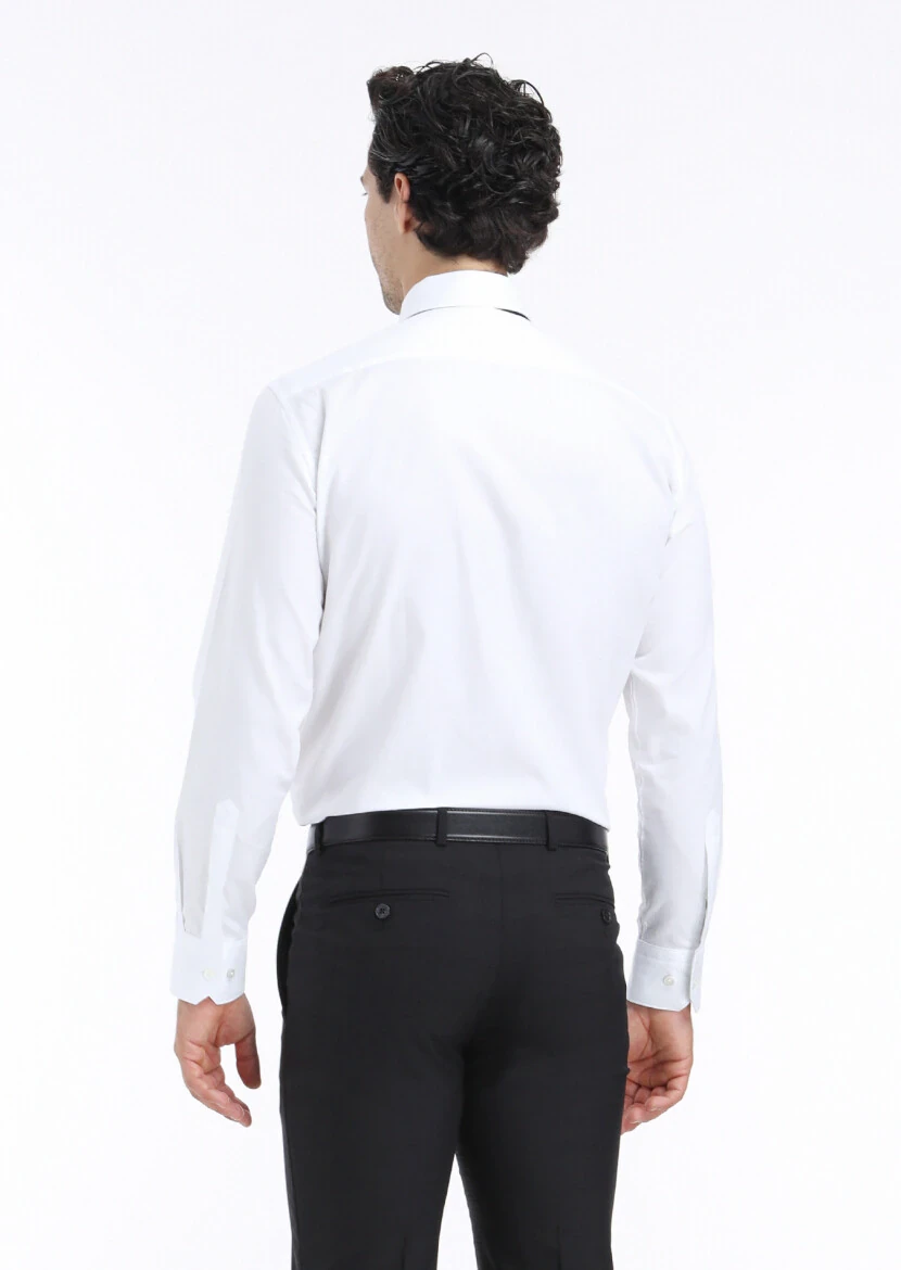 White Striped Regular Fit Weaving Classical 100% Cotton Shirt - 5