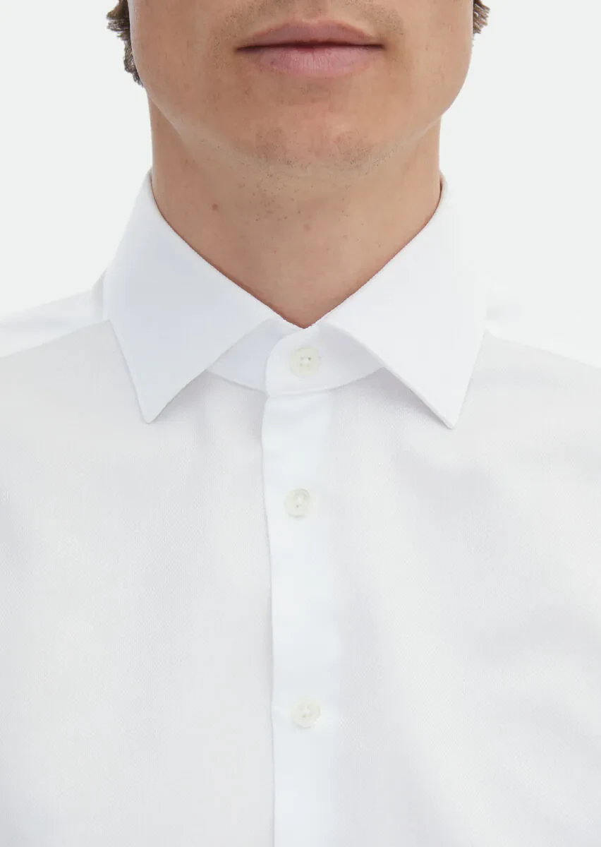 White Striped Regular Fit Weaving Classical 100% Cotton Shirt - 4