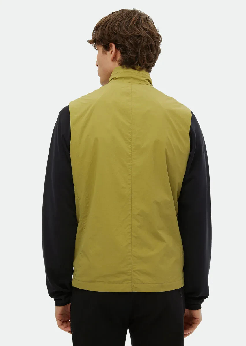 Yağ Yeşili Regular Fit Dik Yaka Denim Dokuma Spor Yelek - 5