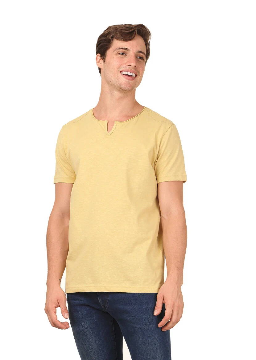 Yellow Plain 100% Cotton T-Shirt - 1