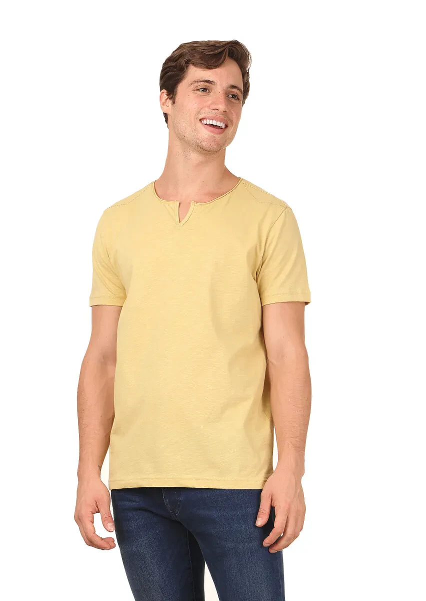 Yellow Plain 100% Cotton T-Shirt - 1