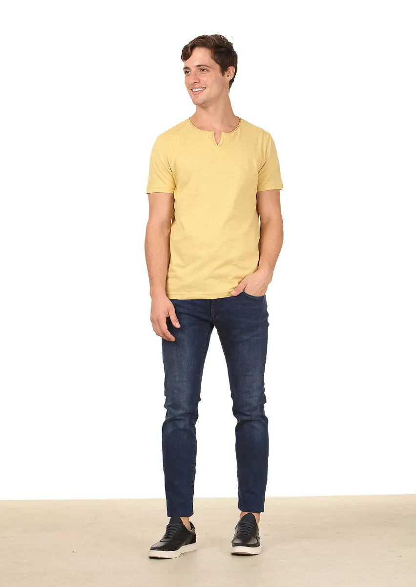 Yellow Plain 100% Cotton T-Shirt - 3