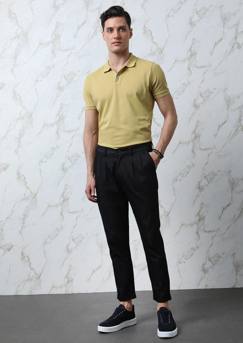 Yellow Polo Neck 100% Cotton T-Shirt 