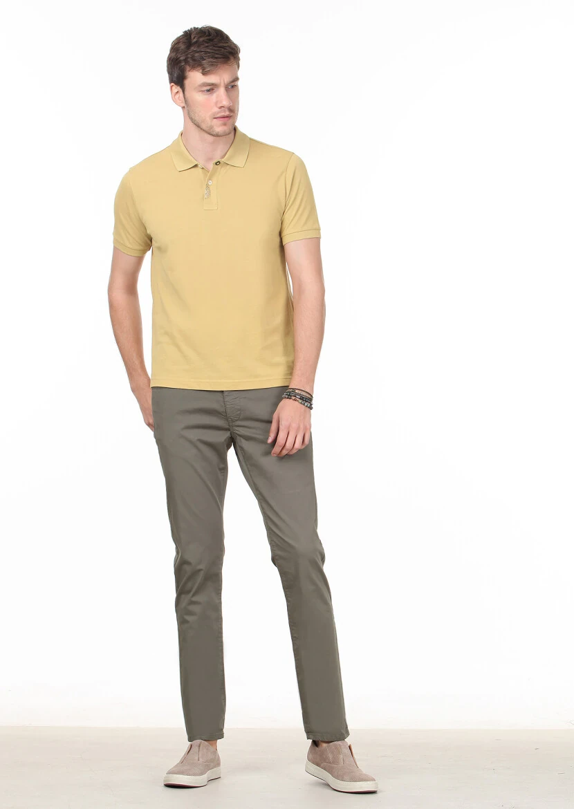 Yellow Polo Neck 100% Cotton T-Shirt - 3