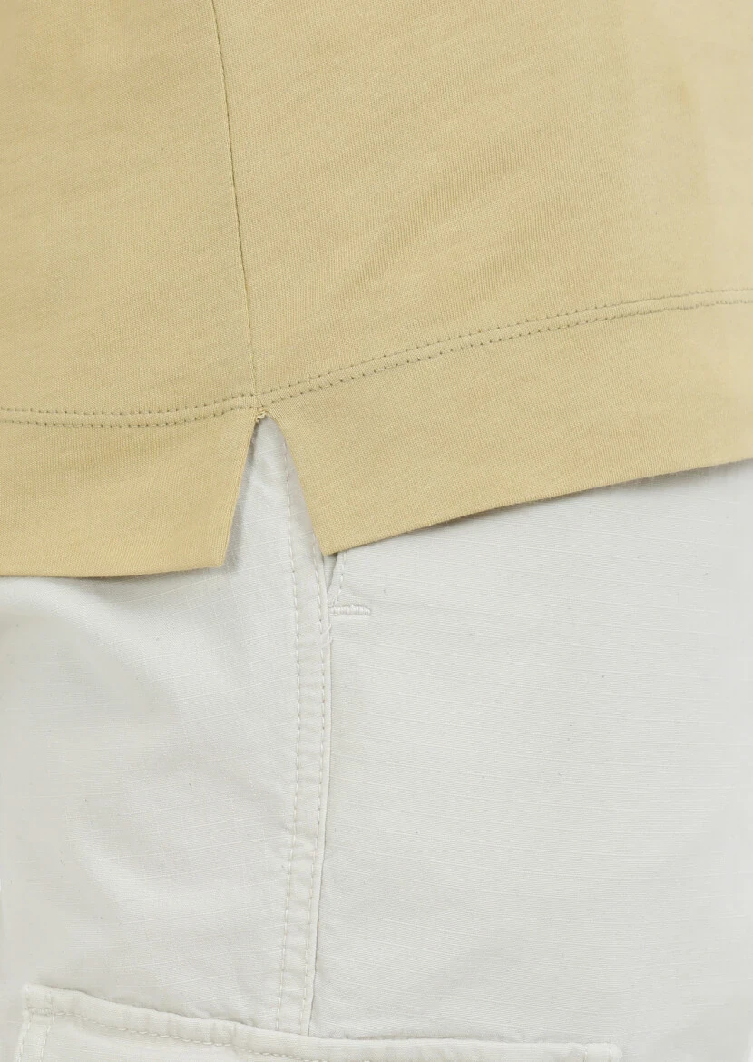 Yellow Printed Crew Neck Cotton Blended T-Shirt - 4