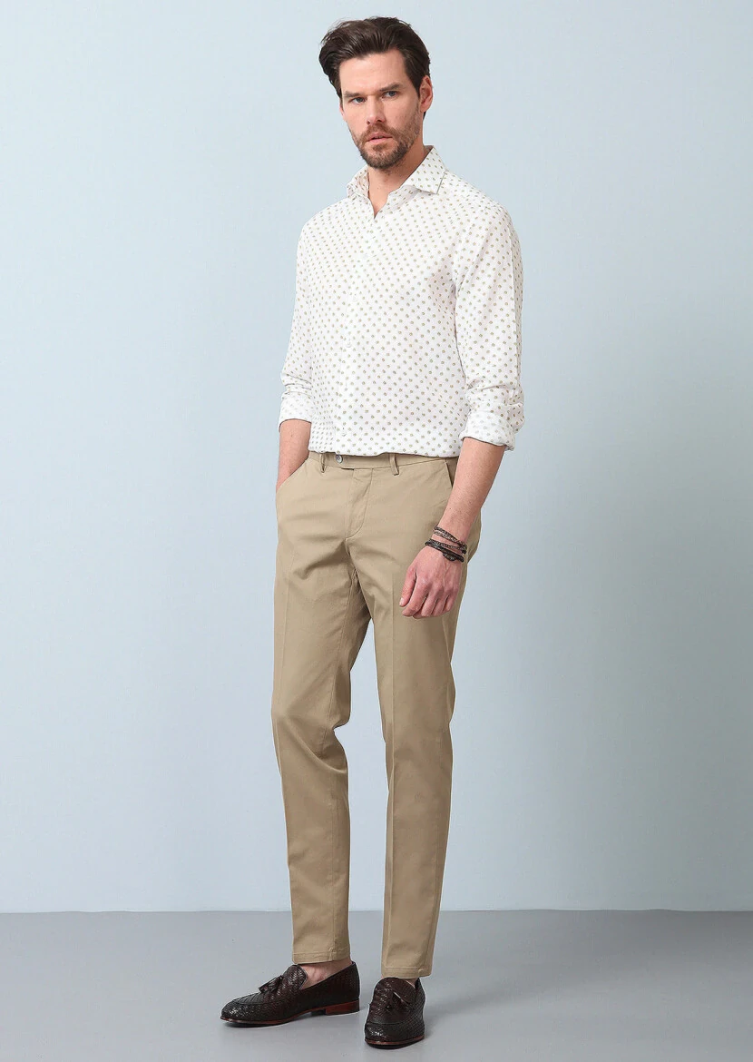 Yellow Printed Regular Fit Weaving Casual Cotton Blended Shirt - 5