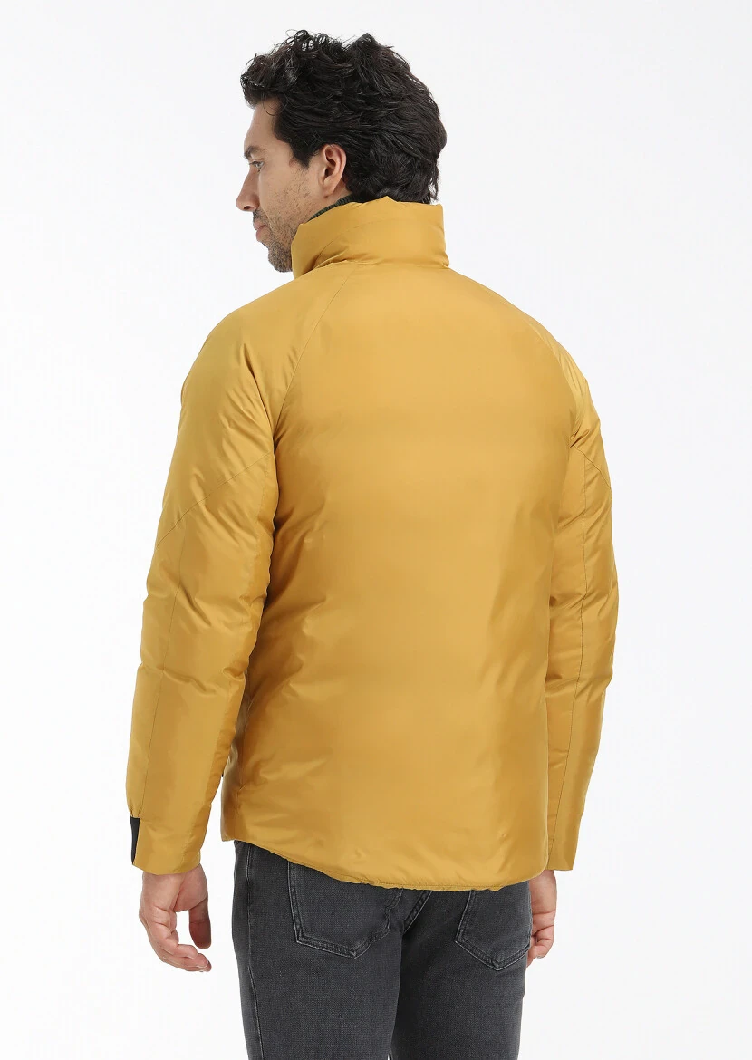 Yellow Regular Fit Turtleneck Casual Weaving Coat - 6