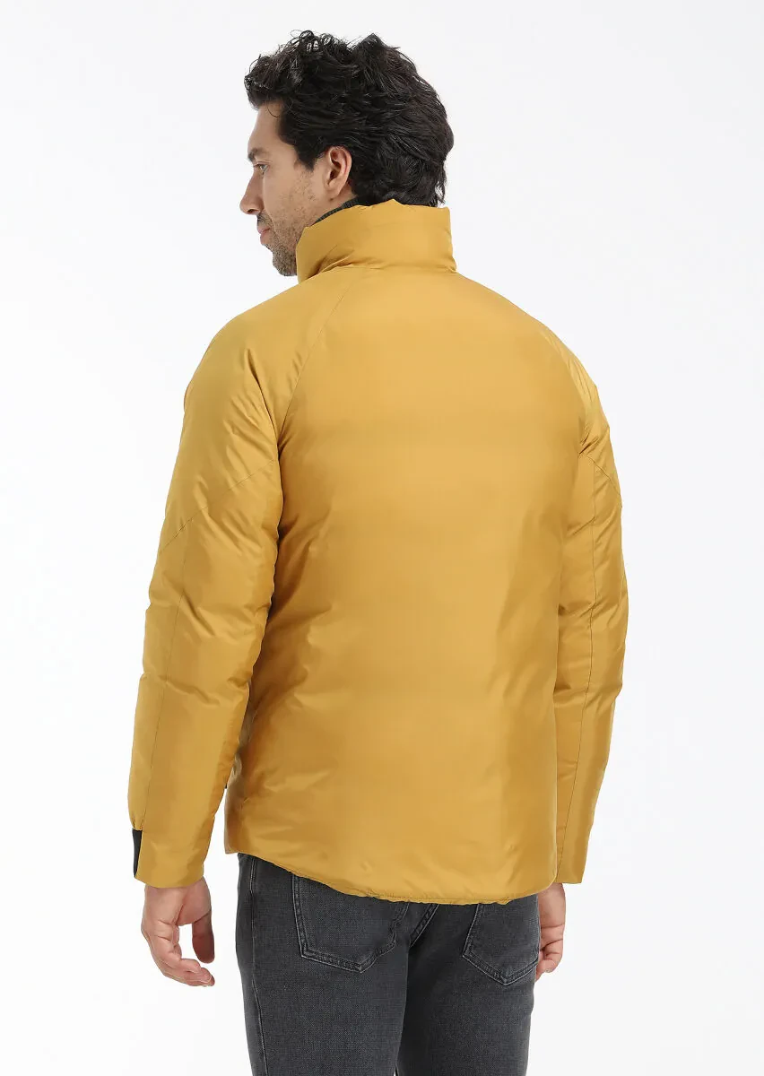 Yellow Regular Fit Turtleneck Casual Weaving Coat - 6