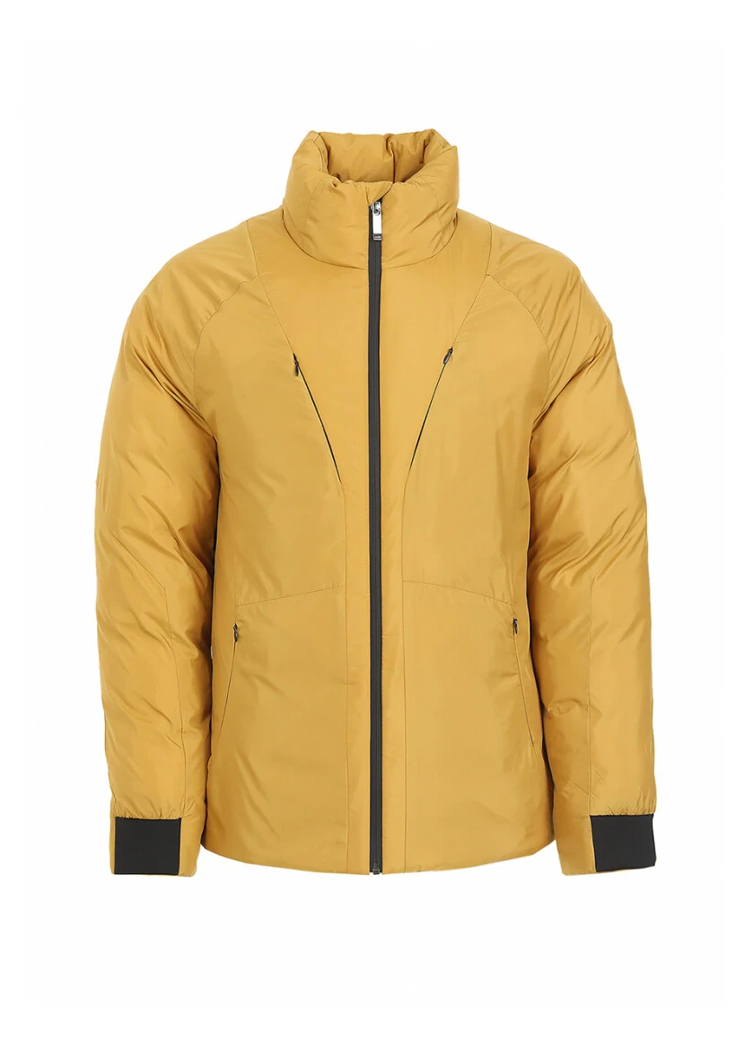 Yellow Regular Fit Turtleneck Casual Weaving Coat - 7