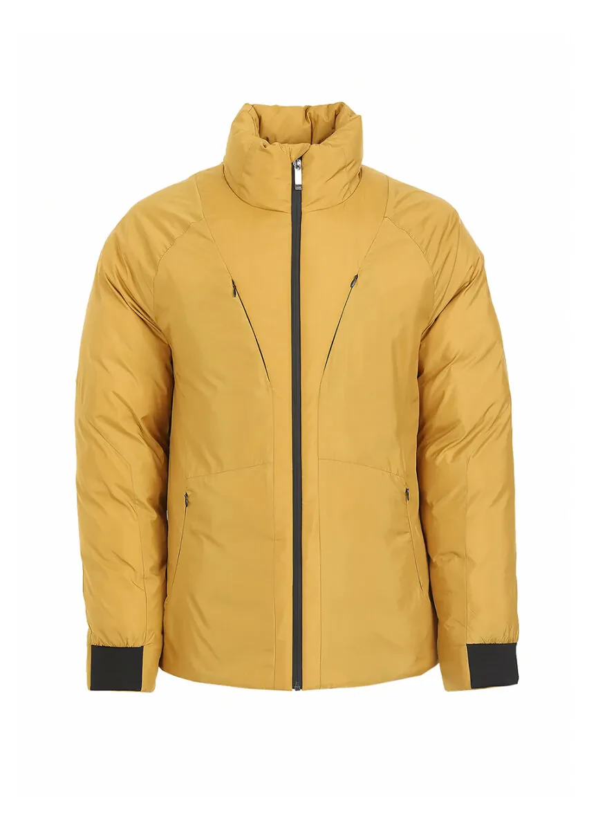 Yellow Regular Fit Turtleneck Casual Weaving Coat - 7