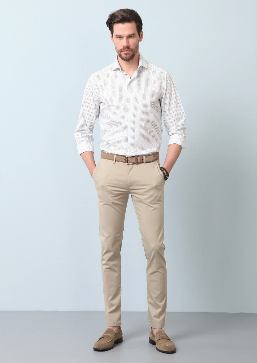 Yeşil Baskılı Regular Fit Dokuma Casual %100 Pamuk Gömlek - 3