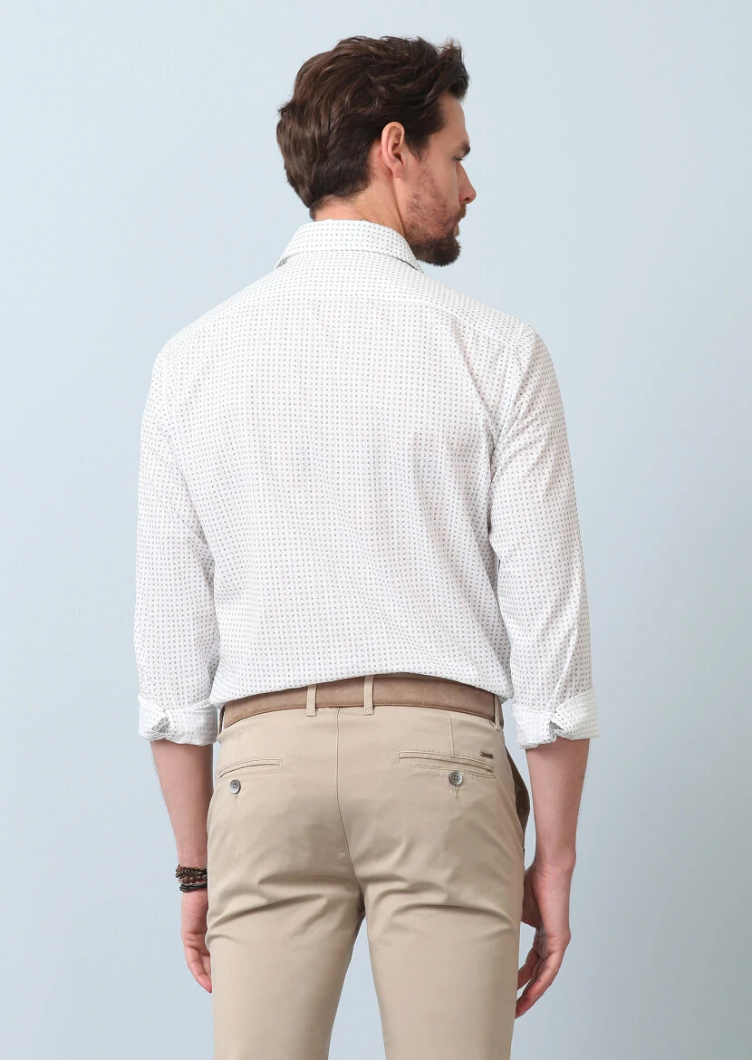 Yeşil Baskılı Regular Fit Dokuma Casual %100 Pamuk Gömlek - 6