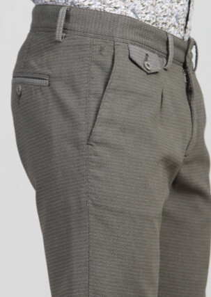 Yeşil Desenli Dokuma Regular Fit Casual Pamuk Karışımlı Pantolon - 4