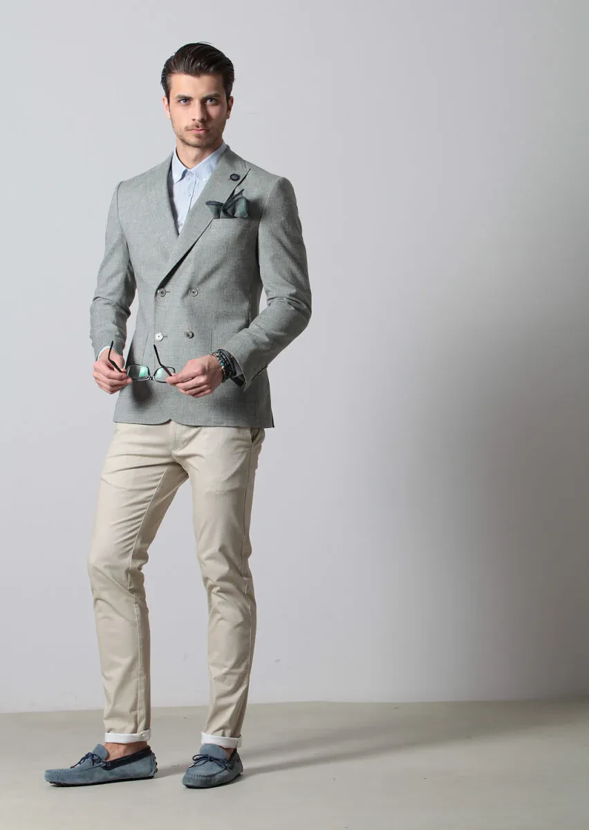 Yeşil Desenli Zeroweight-slim Fit Yün Karışımlı Ceket - 7