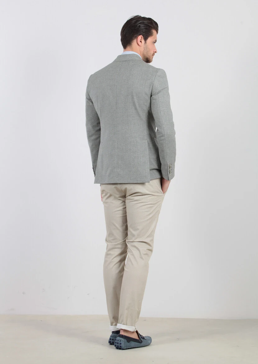 Yeşil Desenli Zeroweight-slim Fit Yün Karışımlı Ceket - 9