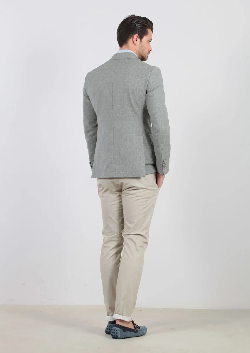 Yeşil Desenli Zeroweight-slim Fit Yün Karışımlı Ceket - 9