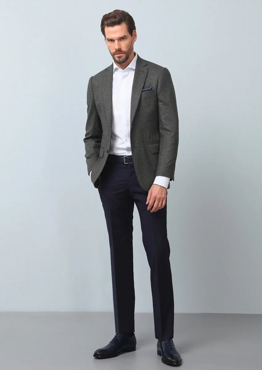 Yeşil Mikro Regular Fit İpek Karışımlı Ceket - 2