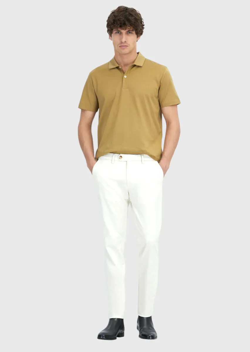 Zeytin Yeşili Düz Polo Yaka %100 Pamuk T-Shirt - 2